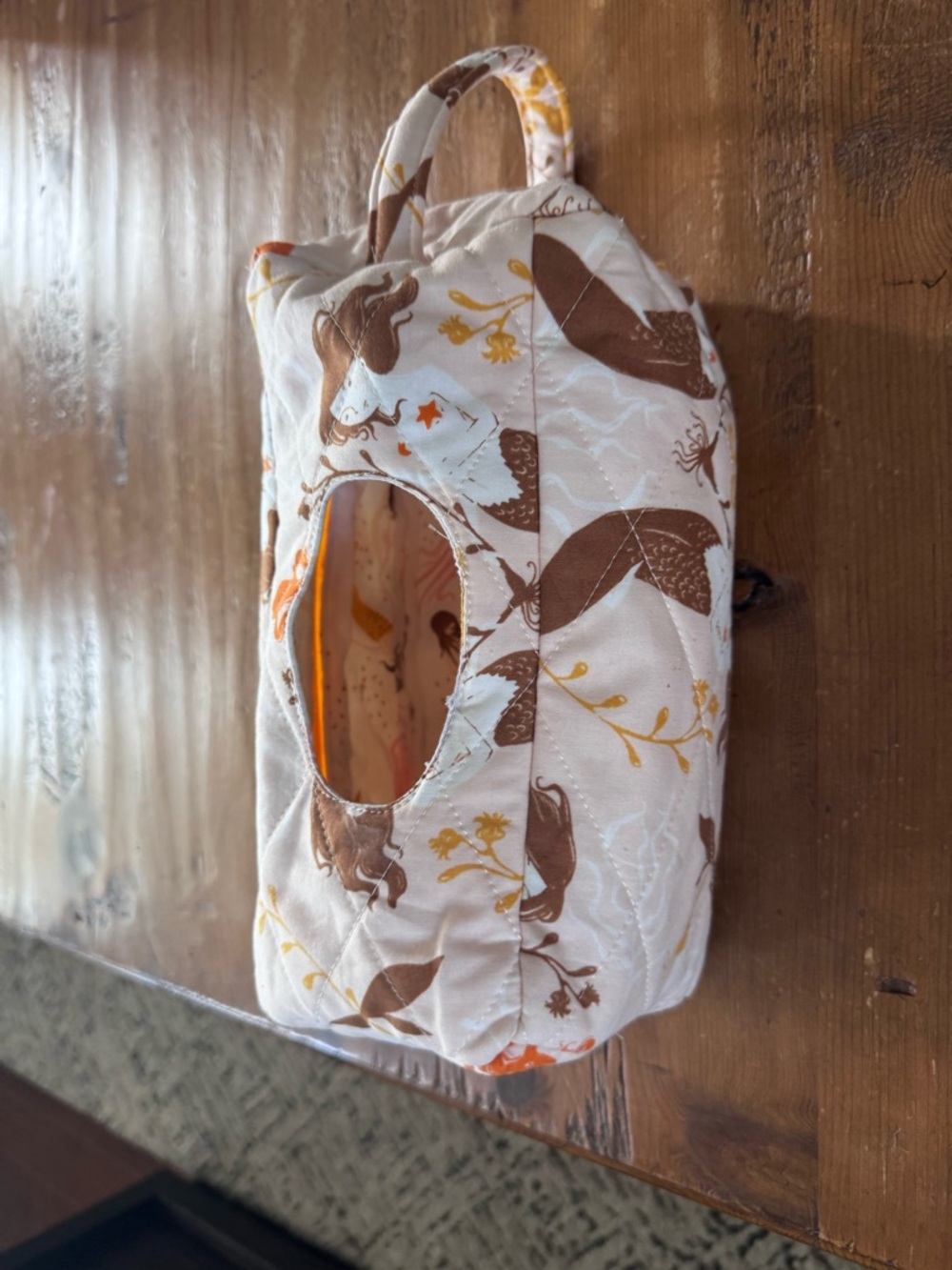 Quilted diaper/wipes bag beautiful mermaid fabrics inside and out